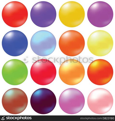 colorful illustration with set of balls on white background