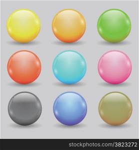 colorful illustration with set of colored balls on grey backgrounds