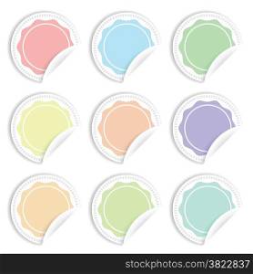 colorful illustration with set of paper stickers on white background