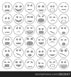 colorful illustration with set of smiley faces icons on a white background