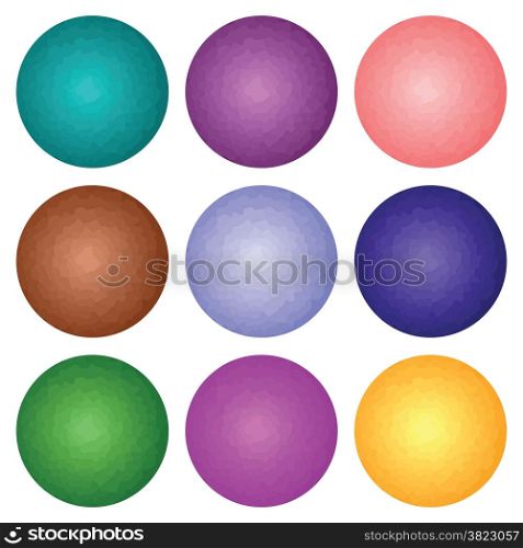 colorful illustration with set of spheres on white background