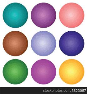 colorful illustration with set of spheres on white background