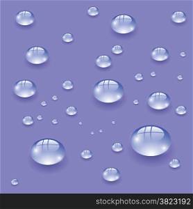 colorful illustration with set of water drops on blue background