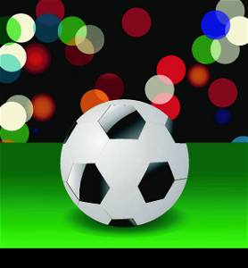 colorful illustration with soccer ball on a blurred background for your design