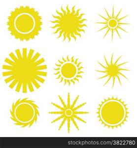 colorful illustration with sun icons set on white background