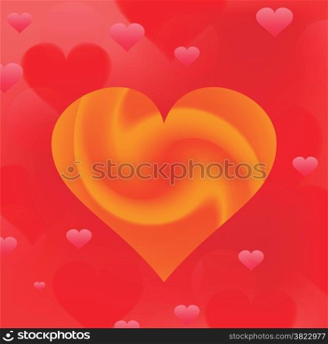 colorful illustration with wave heart on red background
