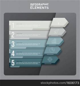 Colorful infographic elements template, Business concept with 5 options, steps or processes and marketing can be used for workflow layout and presentation.