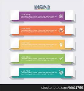 Colorful infographic elements template,Business concept with 5 options, steps or processes and marketing can be used for workflow layout presentation.