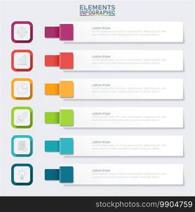 Colorful infographic elements template,Business concept with 6 options, steps or processes and marketing can be used for workflow layout presentation.