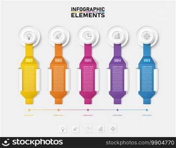 Colorful infographics elements template,Business concept with 5 options, steps or processes and marketing can be used for workflow layout and presentation.