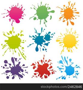 Colorful ink spots set. Splash splatter abstract shape. Vector illustration. Colorful ink spots set vector