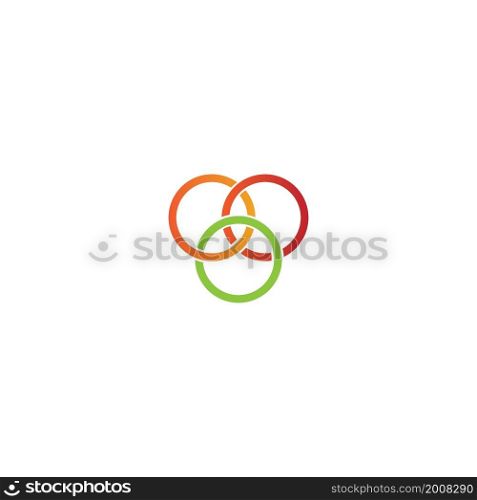 colorful interlocking three rings icon vector design.