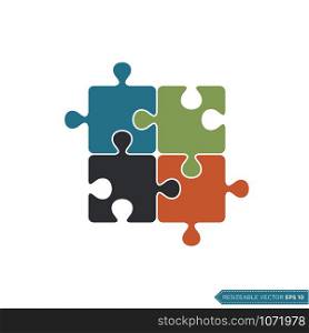 Colorful Jigsaw Puzzle Icon Vector Template Flat Design