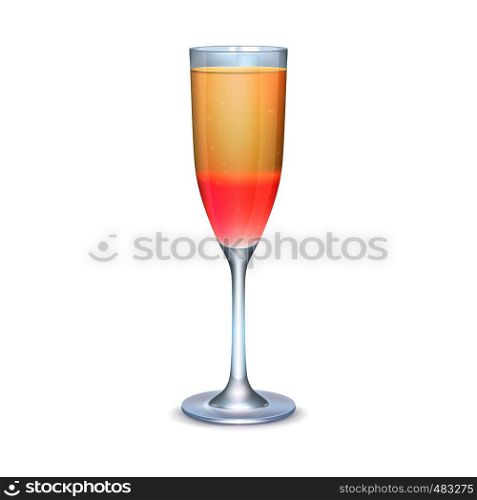 Colorful layered alcohol drink on a white background. Colorful layered alcohol drink
