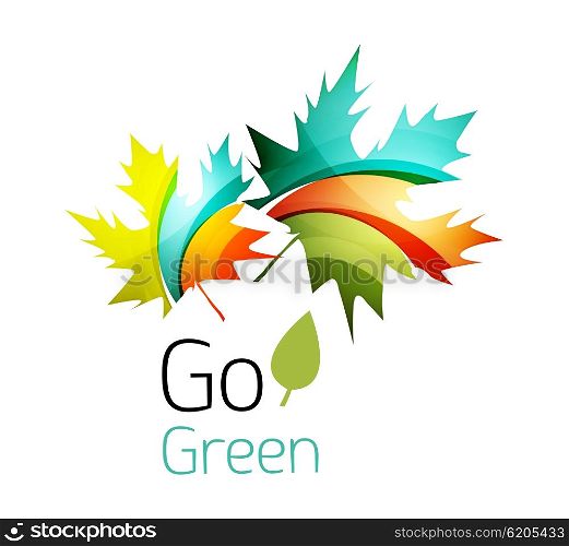 Colorful leaf logo. Geometric abstract icon. Nature or eco concept. Colorful leaf logo. Geometric abstract icon. Nature or eco concept. Vector illustration