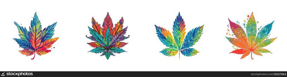 Colorful leaf set. Vector illustration.