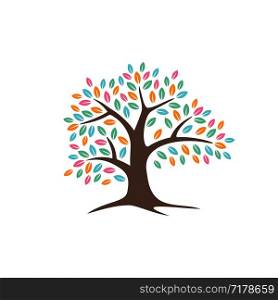 Colorful Leaves Oak Tree Logo Template Illustration Design. Vector EPS 10.