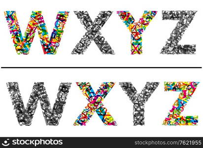 Colorful letters set for for font and type design. EPS 10 vector illustration