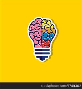 colorful Light bulb idea with brain vector logo template. Corporate icon such as logotype. Creative light bulb idea brain vector 