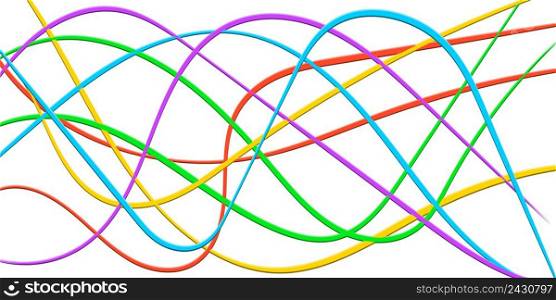 Colorful line Strips of Ribbon 3D, abstract curving rainbow wave, vector Colorful bright background cable, rapid speed