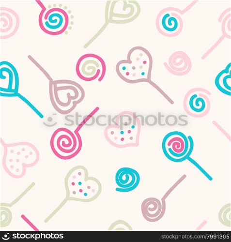 Colorful lollipops and candies. Vector seamless pattern