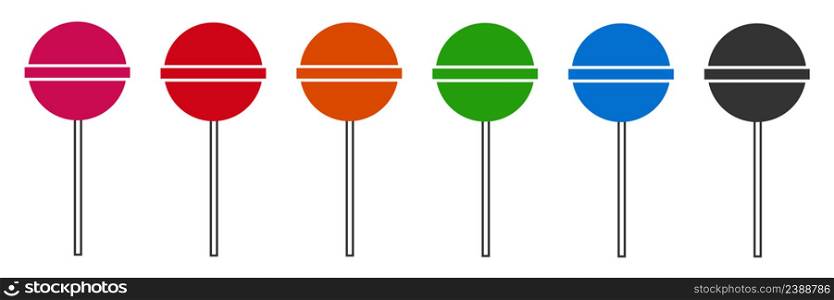 Colorful lollipops icon. Fruits candy illustration symbol. Sign dessert vector.