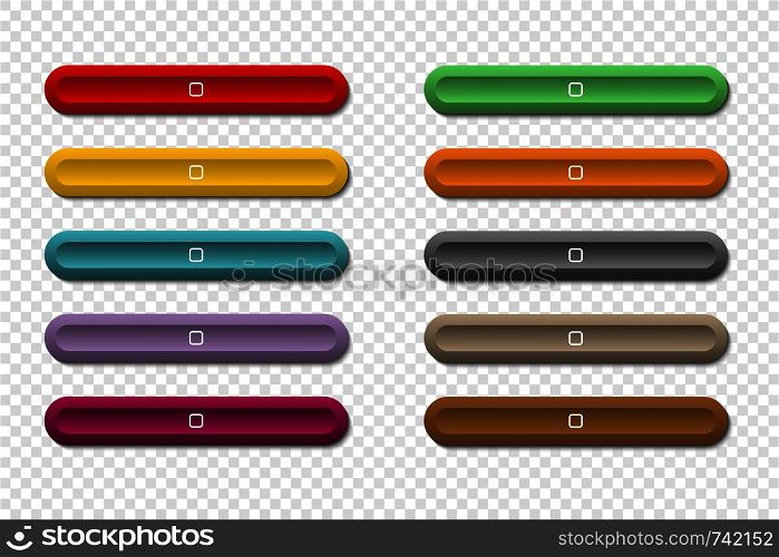 Colorful long buttons for your web design on isolated background
