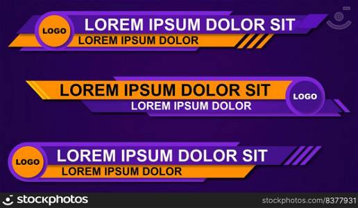 Colorful lower thirds set template vector. Modern geometric lower third banner template design. Vector illustration