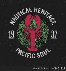 Colorful Maritime Poster with phrase Pacific Soul and nautical heritage vector illustration