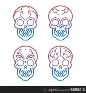 Colorful mexican skulls on white background. Colorful mexican skulls on white background, vector illustration
