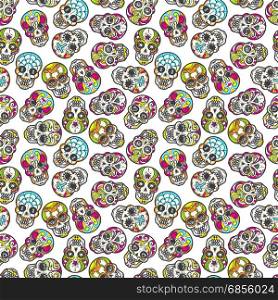 Colorful mexican sugar skull seamless pattern. Colorful mexican sugar skull seamless pattern, vector illustration