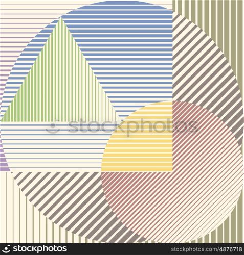 Colorful minimalistic design with geometric shapes forming abstract beautiful background. Perfect decoration for design of brochure, magazine, flyer, booklet or report