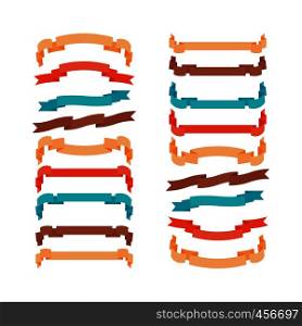 Colorful modern ribbons in trendy style set isolated on white. Vector illustration. Colorful modern ribbons in trendy style