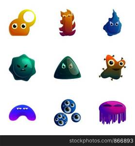 Colorful monster icon set. Cartoon set of 9 colorful monster vector icons for web design isolated on white background. Colorful monster icon set, cartoon style