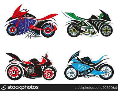 Colorful moto set on white background. Vector illustration.