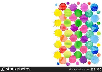 Colorful multicolored confetti texture. Watercolor circles isolated on white background. Watercolor confetti isolated. Abstract spot background.