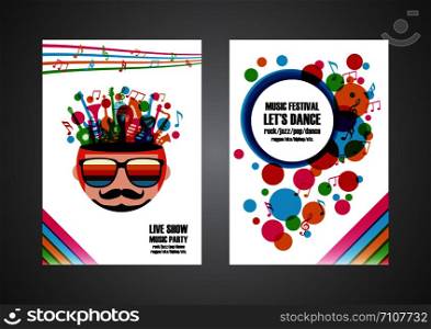 colorful music festival poster, cover design, isolated on white