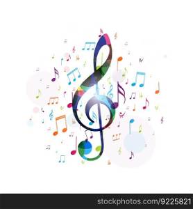 Colorful music notes background	