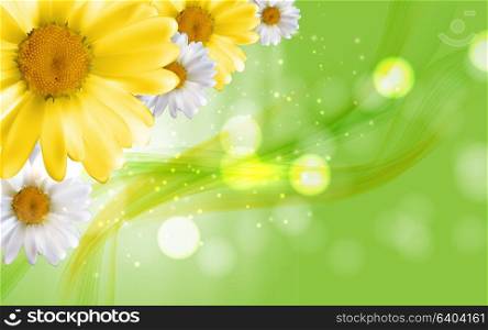 Colorful Naturalistic Beautiful 3D Chamomile Background Vector Illustration. Eps10. Colorful Naturalistic Beautiful 3D Chamomile Background Vector I
