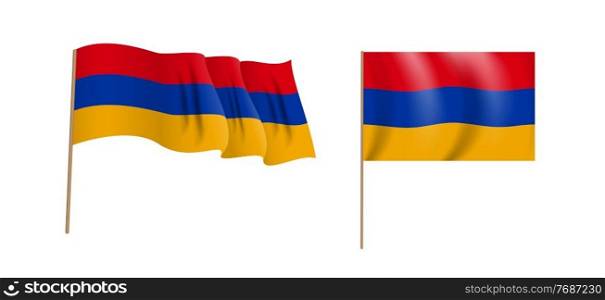 colorful naturalistic waving flag of Armenia. Vector Illustration. EPS10. colorful naturalistic waving flag of Armenia. Vector Illustration