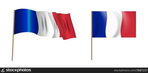 colorful naturalistic waving flag of France. Vector Illustration. EPS10. colorful naturalistic waving flag of France. Vector Illustration