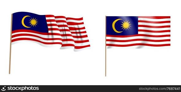 Colorful naturalistic waving flag of Malaysia. Vector Illustration. Colorful naturalistic waving flag of Malaysia. Vector Illustration. EPS10