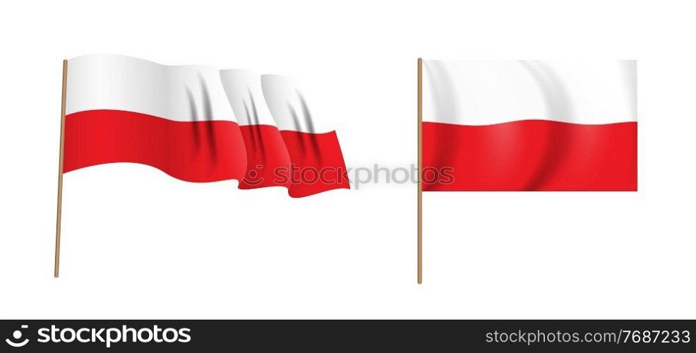 colorful naturalistic waving flag of Poland. Vector Illustration. EPS10. colorful naturalistic waving flag of Poland. Vector Illustration