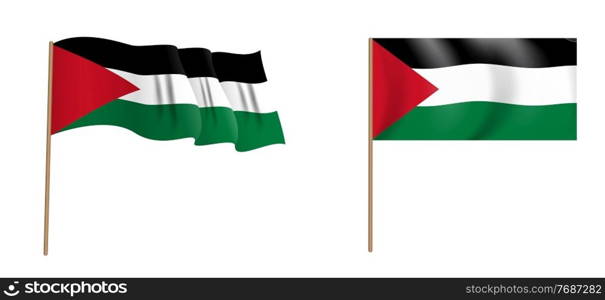 colorful naturalistic waving flag of the State of Palestine. Vector Illustration. EPS10. colorful naturalistic waving flag of the State of Palestine. Vector Illustration.
