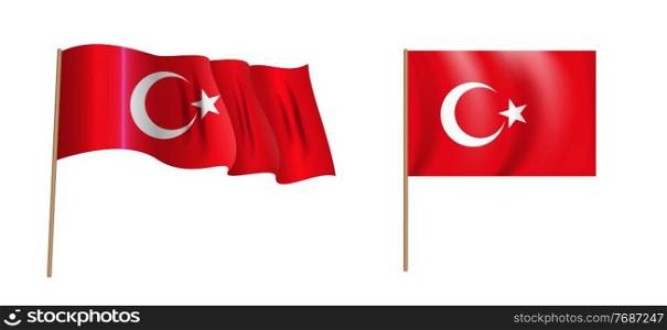 colorful naturalistic waving flag of Turkey. Vector Illustration. EPS10. colorful naturalistic waving flag of Turkey. Vector Illustration