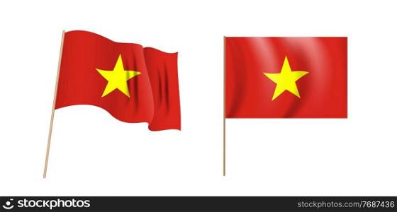 Colorful naturalistic waving flag of Vietnam. Vector Illustration.. Colorful naturalistic waving flag of Vietnam. Vector Illustration. EPS10