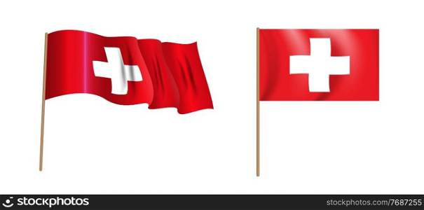 colorful naturalistic waving Switzerland flag. Vector Illustration. EPS10. colorful naturalistic waving Switzerland flag. Vector Illustration