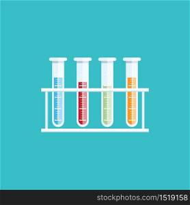 Colorful of Test tubes or Medical tubes, Modern flat icon design , vector illustration.