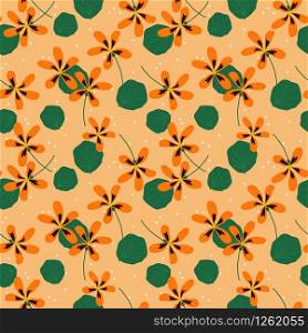 Colorful orange flower seamless pattern. Vivid color flower concept.