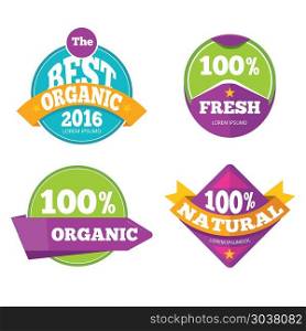 Colorful organic fresh natural labels set. Colorful organic fresh natural labels set. Warranty and quality badges. Vector illustration